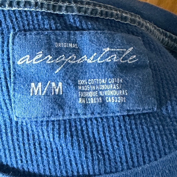 Aeropostale Navy Y2K Waffle Long Sleeve - Picture 3 of 3
